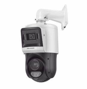 Domo PTZ IP 4 Megapixel + Cámara Fija / 2 Micrófonos Integrados y Bocina / Alerta Audible y Luz Estroboscopica / Alarmas I/O / DARKFIGHTER